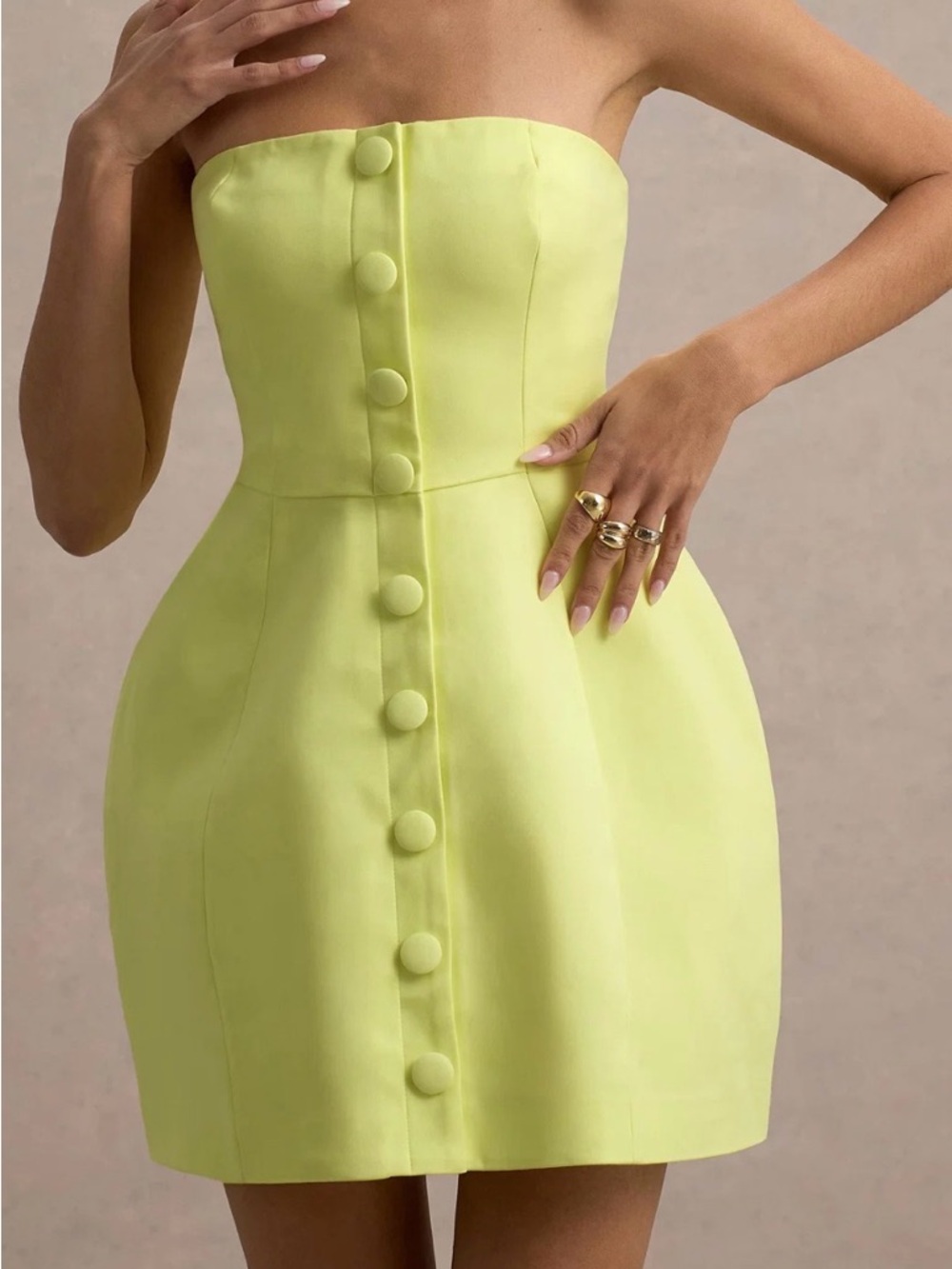 Club London Anniston Lemon bandeau tailored button mini dress size 4 nwt